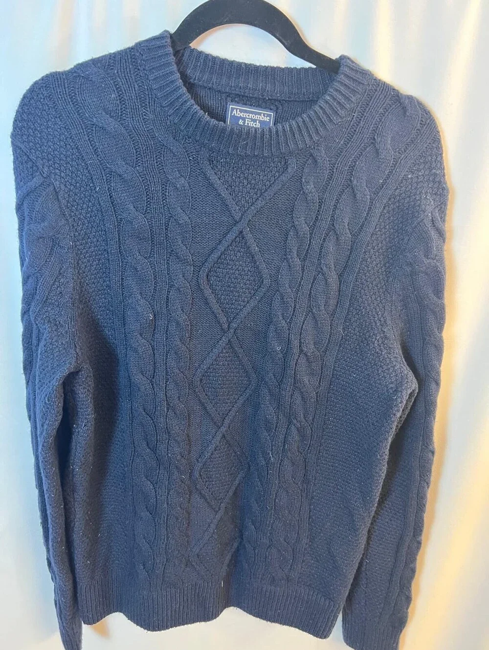 Abercrombie & Fitch Navy Cable Knit Sweater Medium Classic